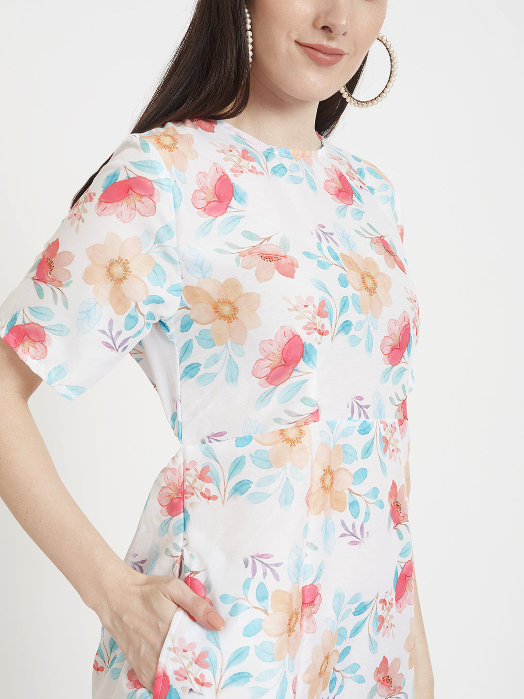 Premium Muslin Digital Print Maxi Dress With Slash Pocket