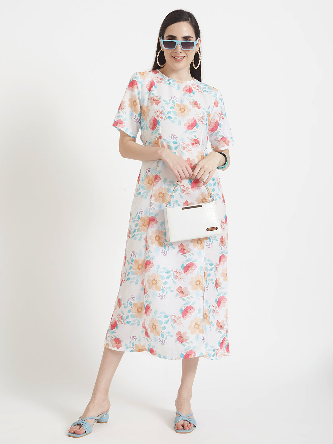 Premium Muslin Digital Print Maxi Dress With Slash Pocket