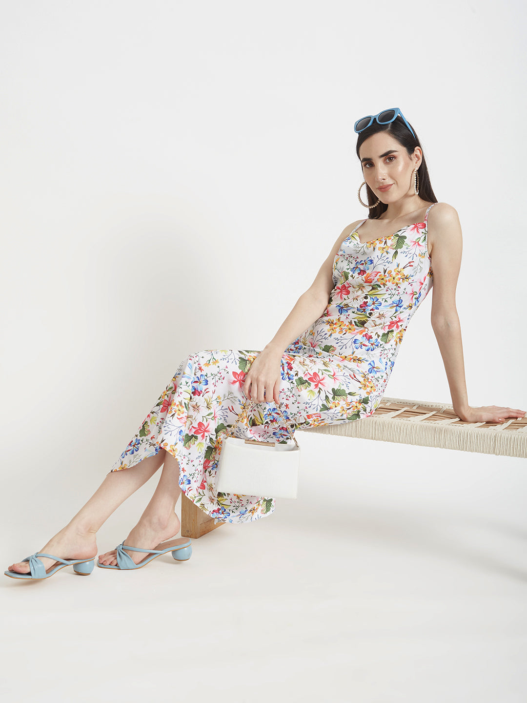 Premium Micro Digital Print Shoulder Strap Bodycon Maxi Dress With Slash Pocket