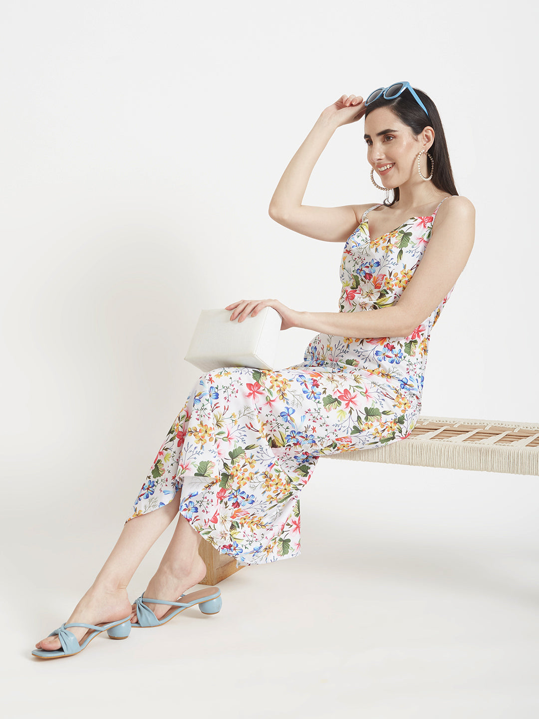 Premium Micro Digital Print Shoulder Strap Bodycon Maxi Dress With Slash Pocket