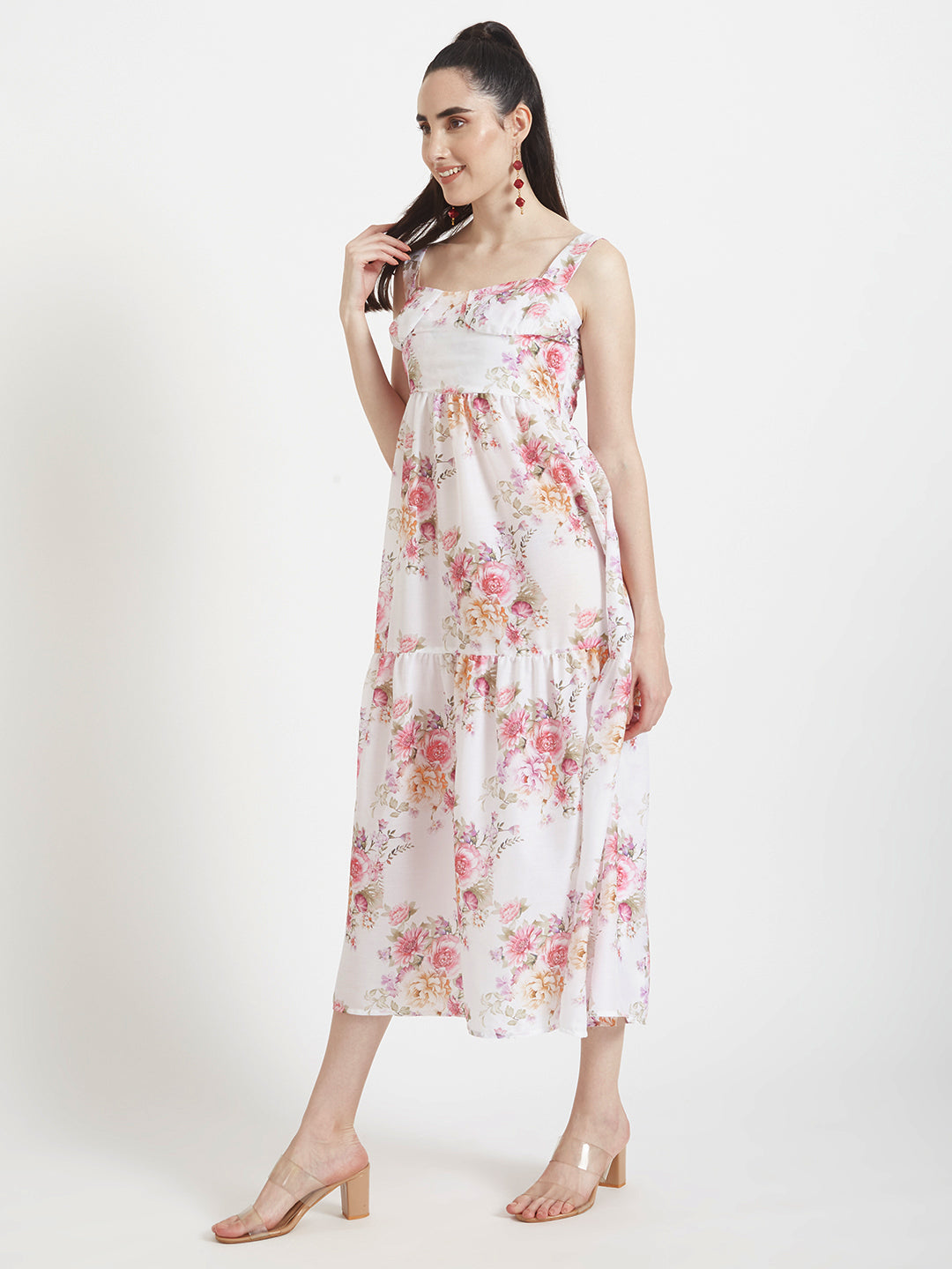 Premium Muslin Digital Print Maxi Dress With Slash Pocket