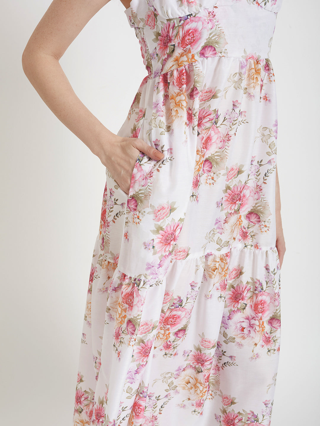 Premium Muslin Digital Print Maxi Dress With Slash Pocket