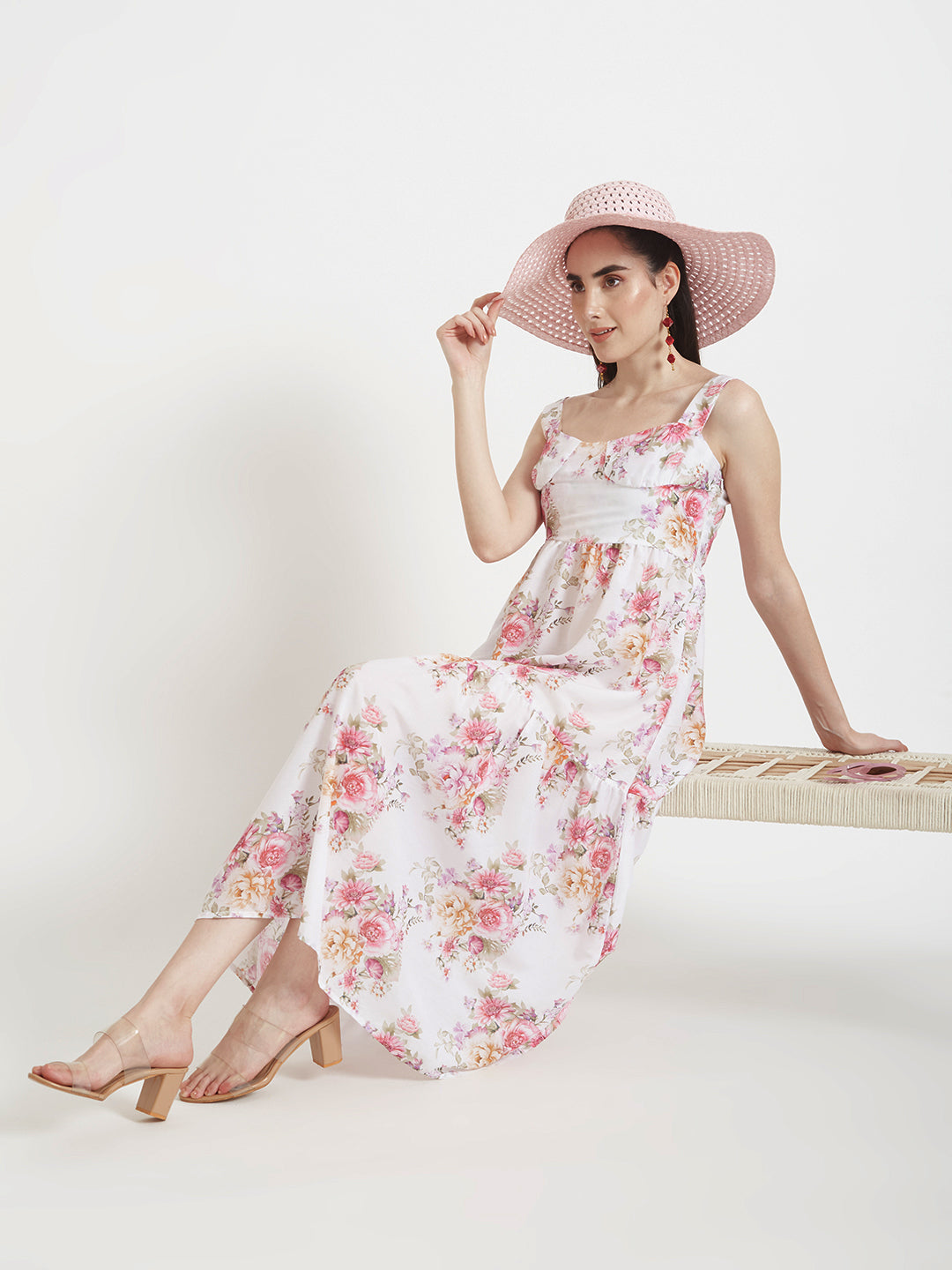 Premium Muslin Digital Print Maxi Dress With Slash Pocket