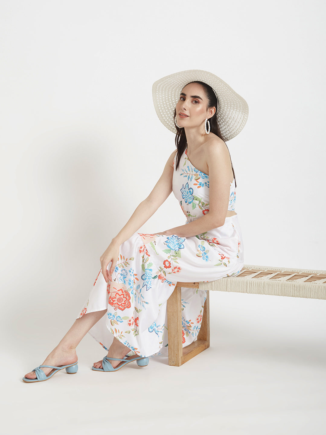 Premium Micro Digital Print Flare Maxi Dress With Slash Pocket