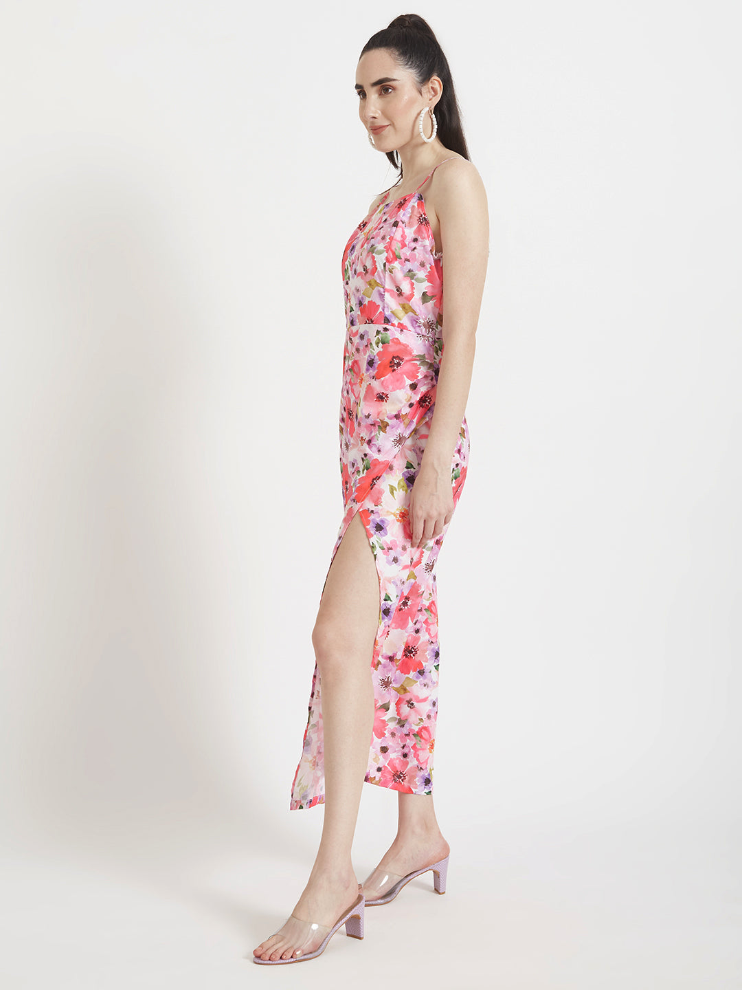 Premium American Crepe Digital Print Maxi Dress With Slash Pocket