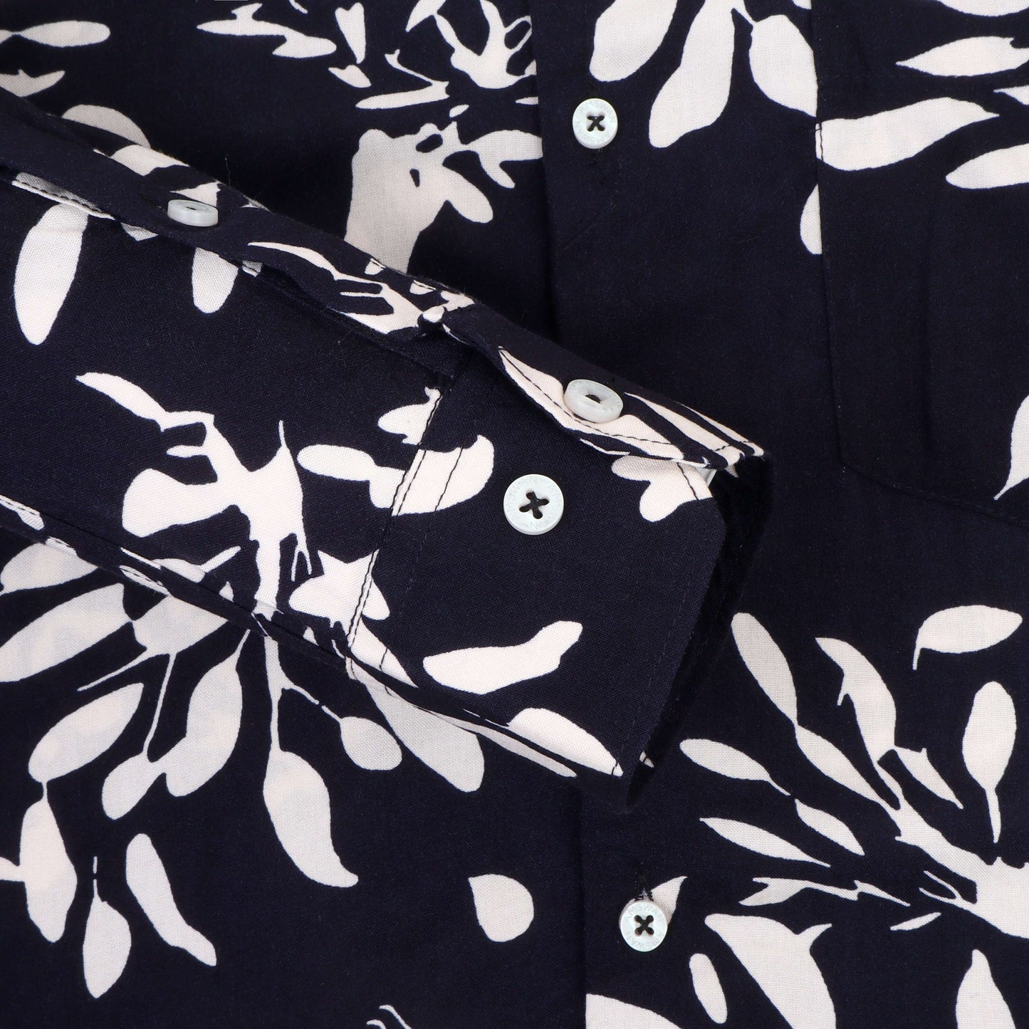 Women'S Premium Rayon Shirt With Navy Floral Print