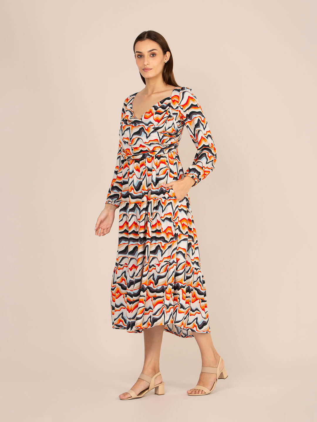 Rayon Printed A Line Full Sleeve Maxi Dress