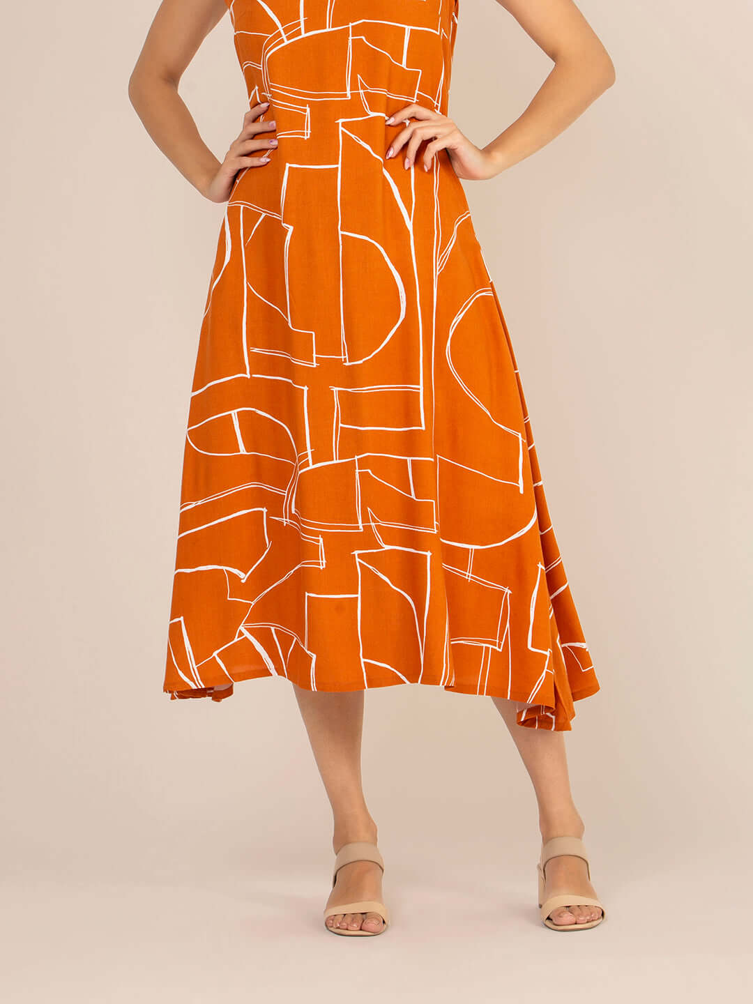 Rayon Printed Sleeveless Fit & Flare Maxi Dress