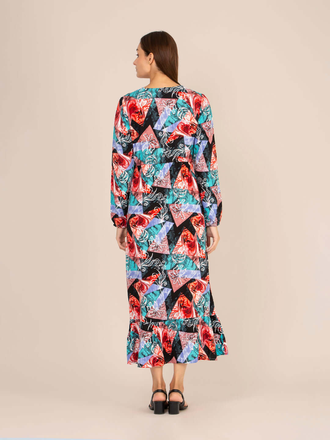 Rayon Printed Full Sleeve Maxi Dress