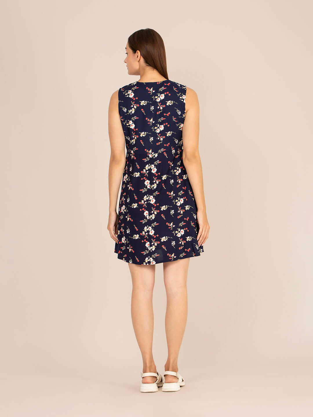 Rayon Printed Fit & Flare A Line Midi Dress