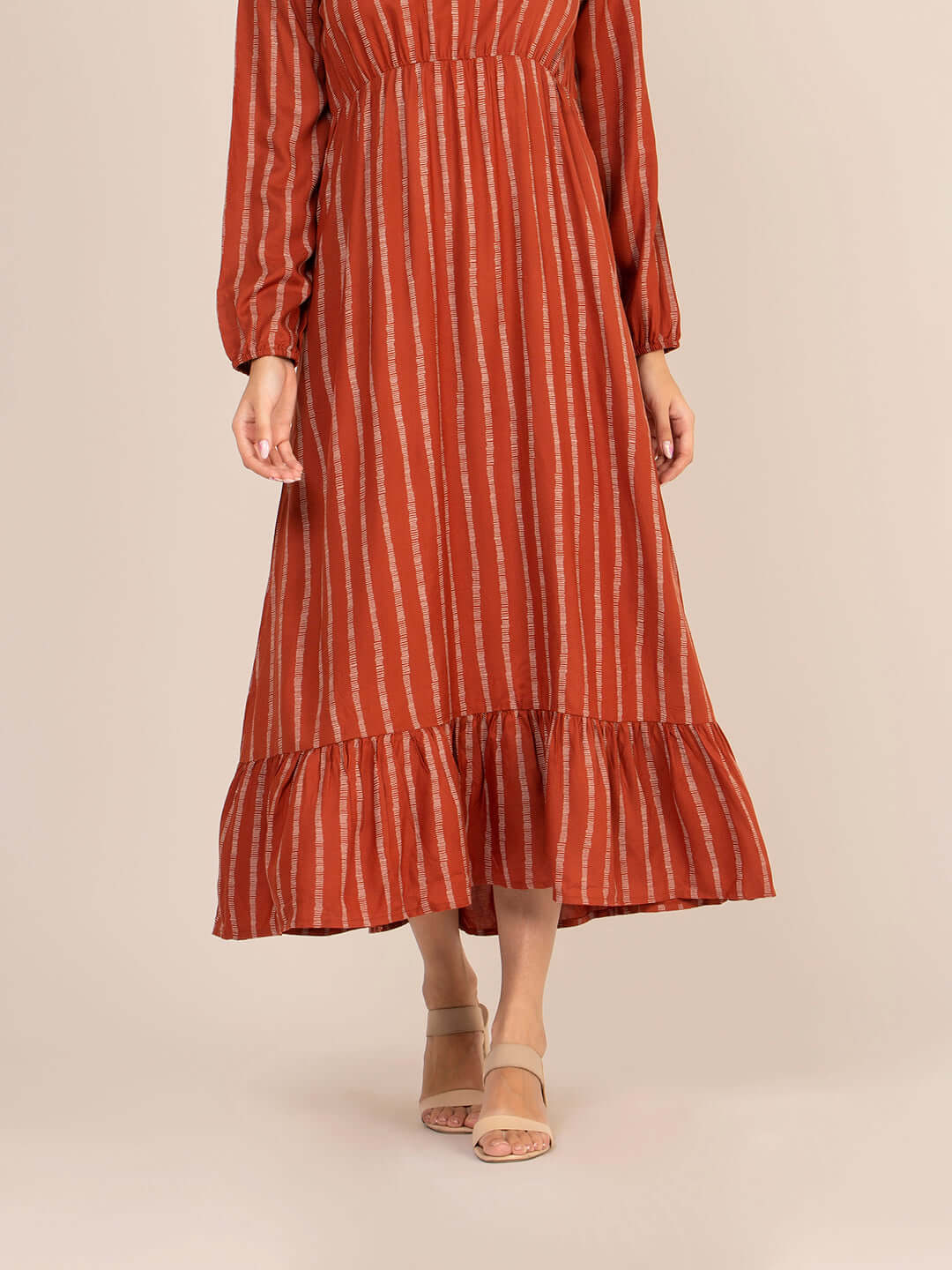 Rayon Printed Full Sleeve Maxi Dress