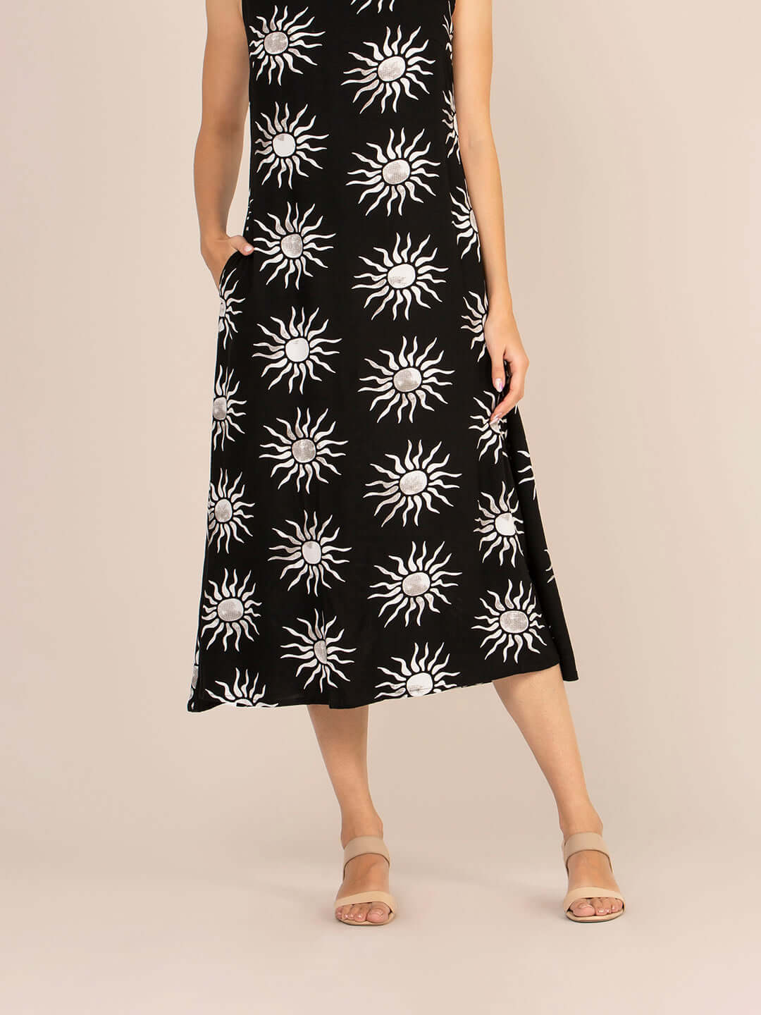 Rayon Printed Sleeveless Fit & Flare Maxi Dress