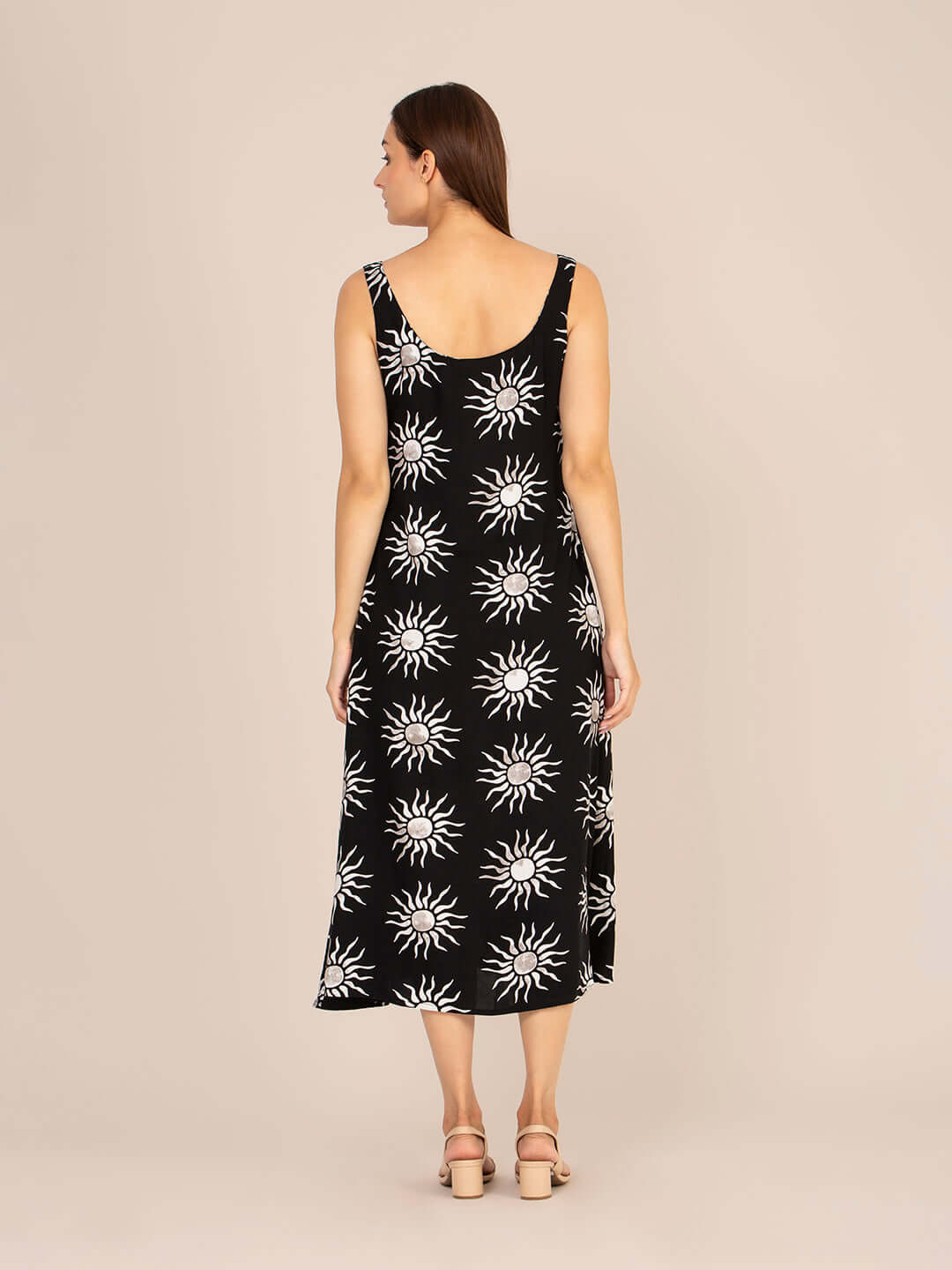 Rayon Printed Sleeveless Fit & Flare Maxi Dress