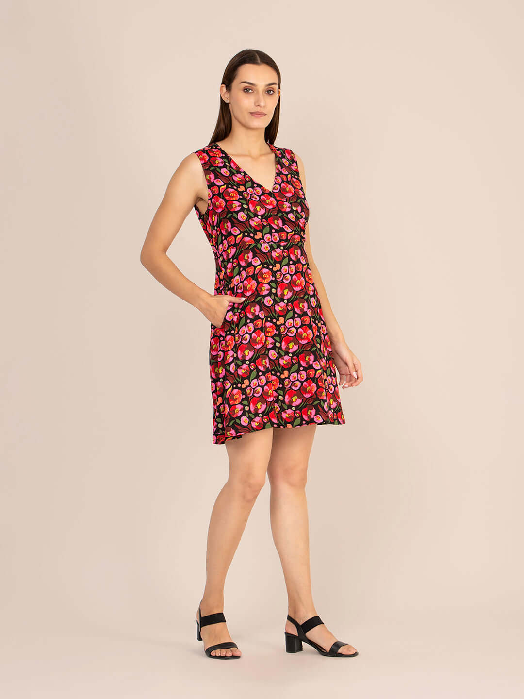 Rayon Printed Fit & Flare A Line Midi Dress