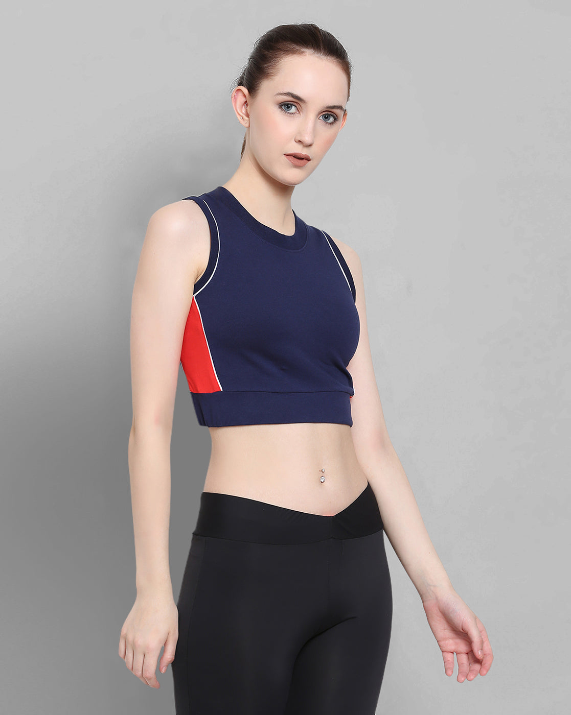 Womens Premium Cotton Lycra Smart Fit Sleeveless High Neck Top