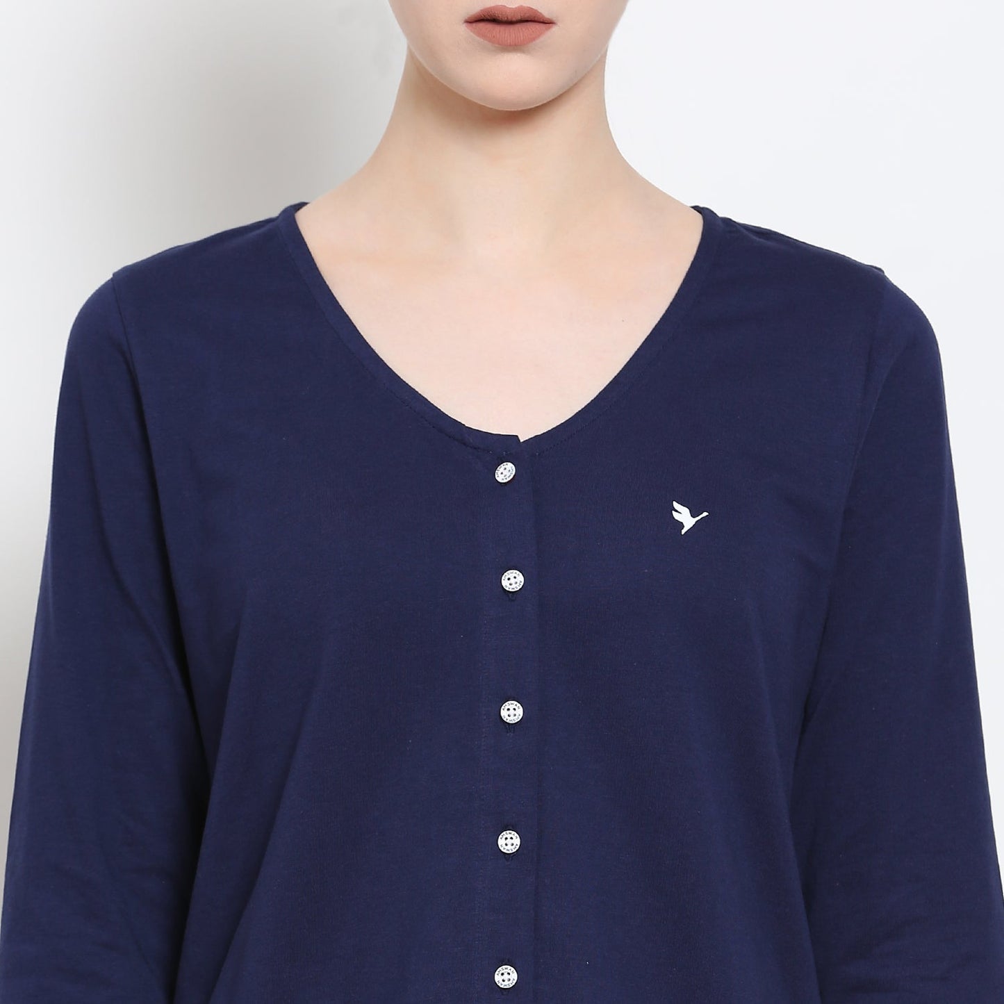 Womens Premium Cotton 3/4 Sleeve V- Neck Tops