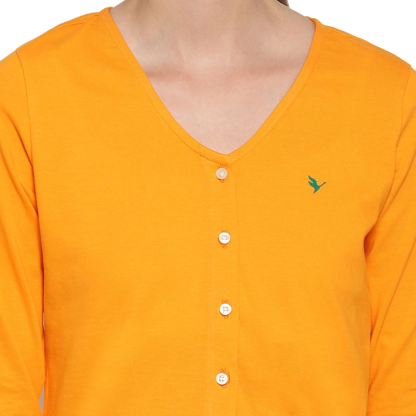 Womens Premium Cotton 3/4 Sleeve V- Neck Tops
