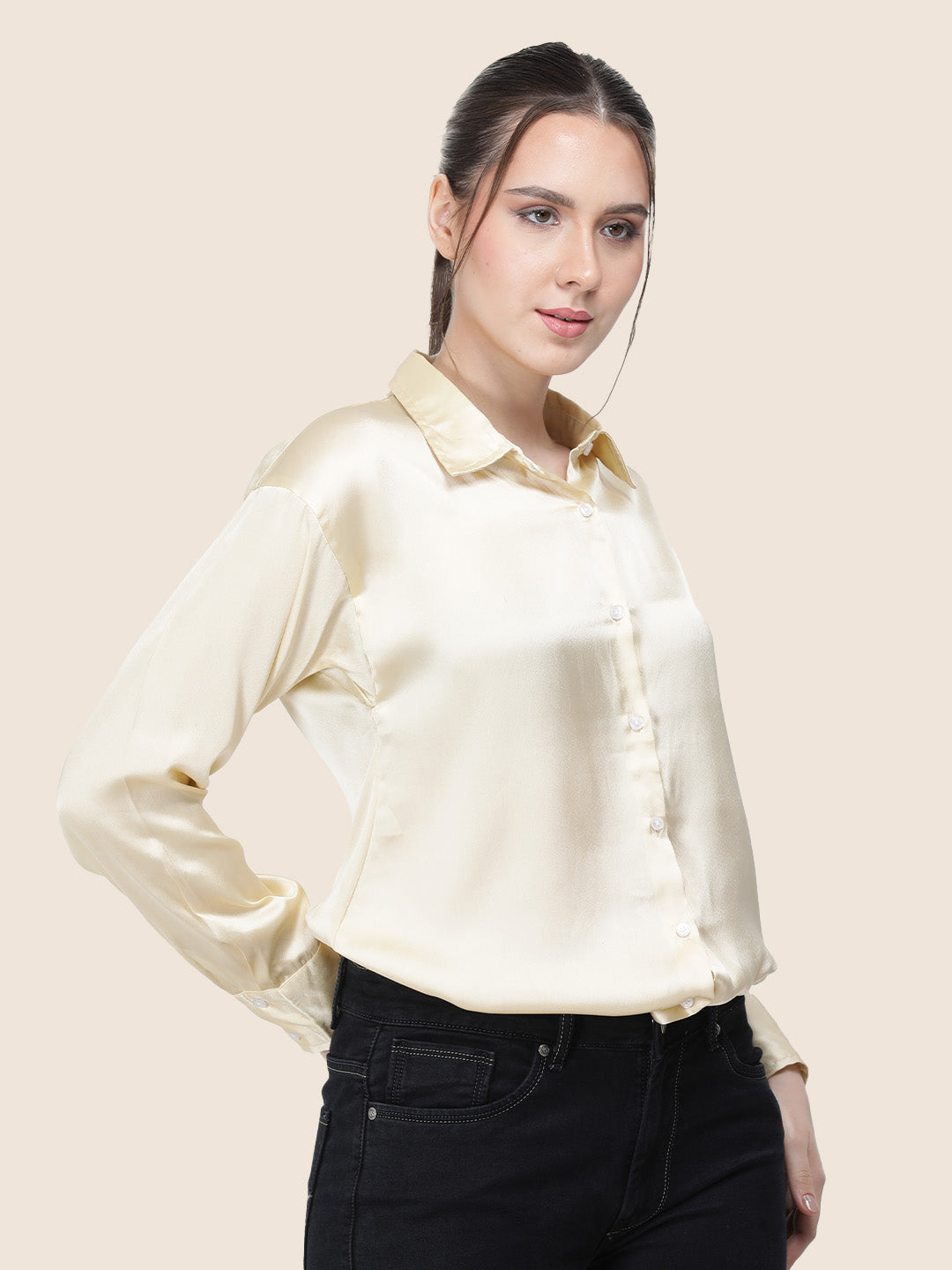 Buff Regular Fit Summer Satin Shirt
