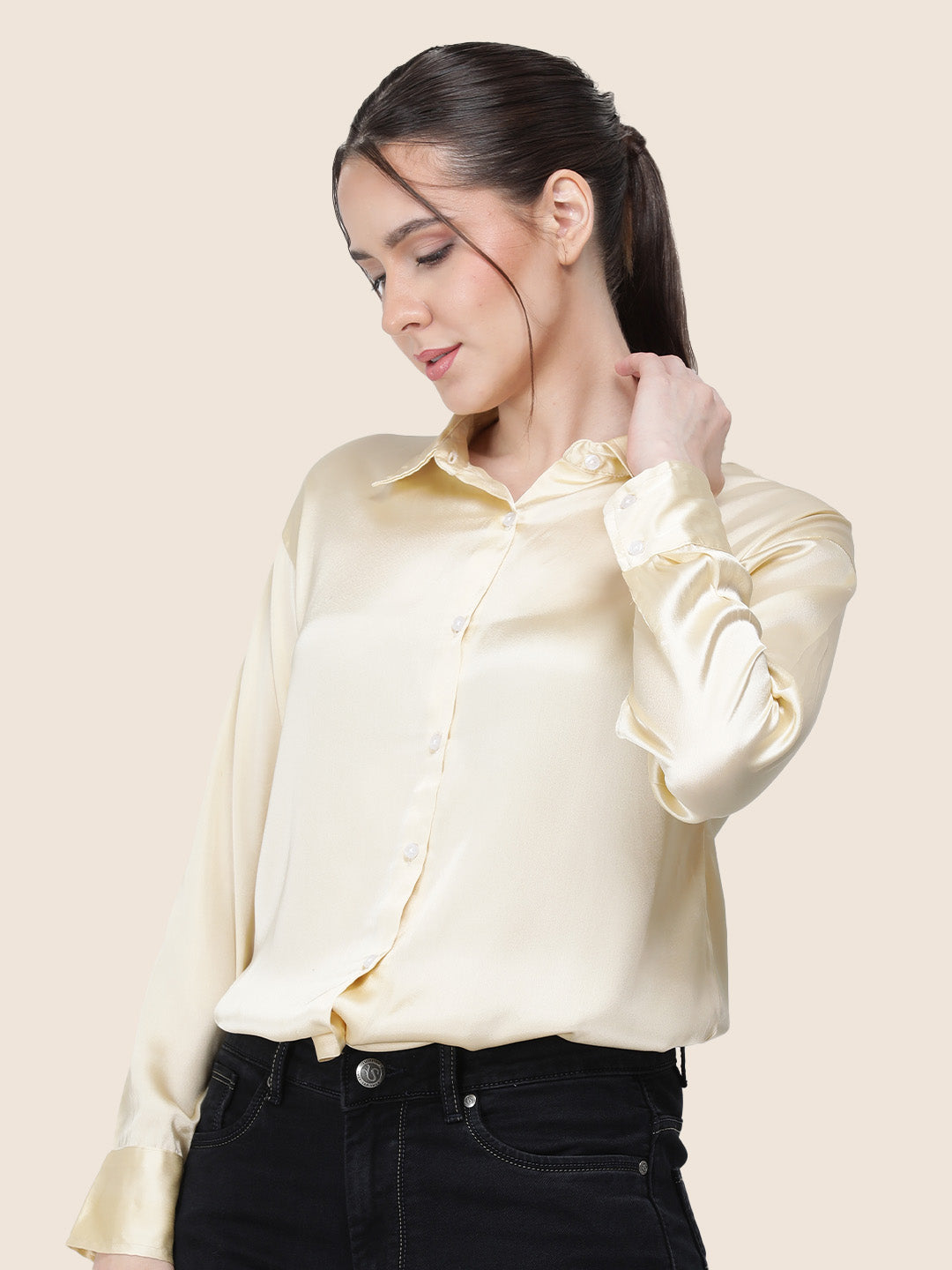 Buff Regular Fit Summer Satin Shirt