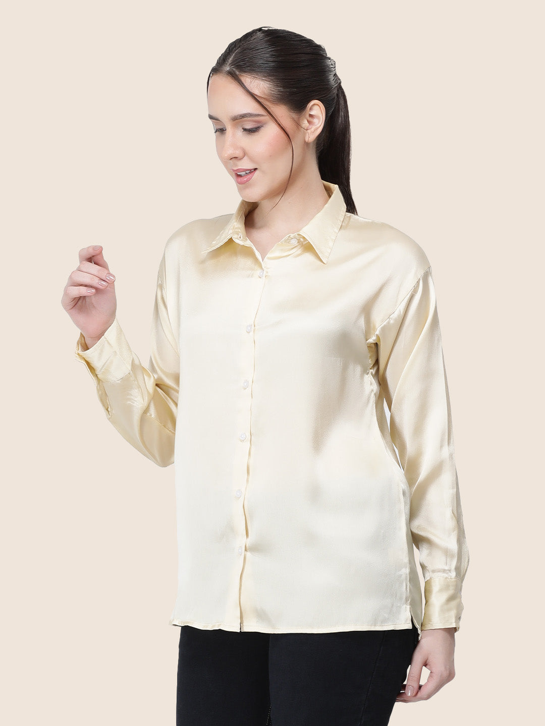 Buff Regular Fit Summer Satin Shirt