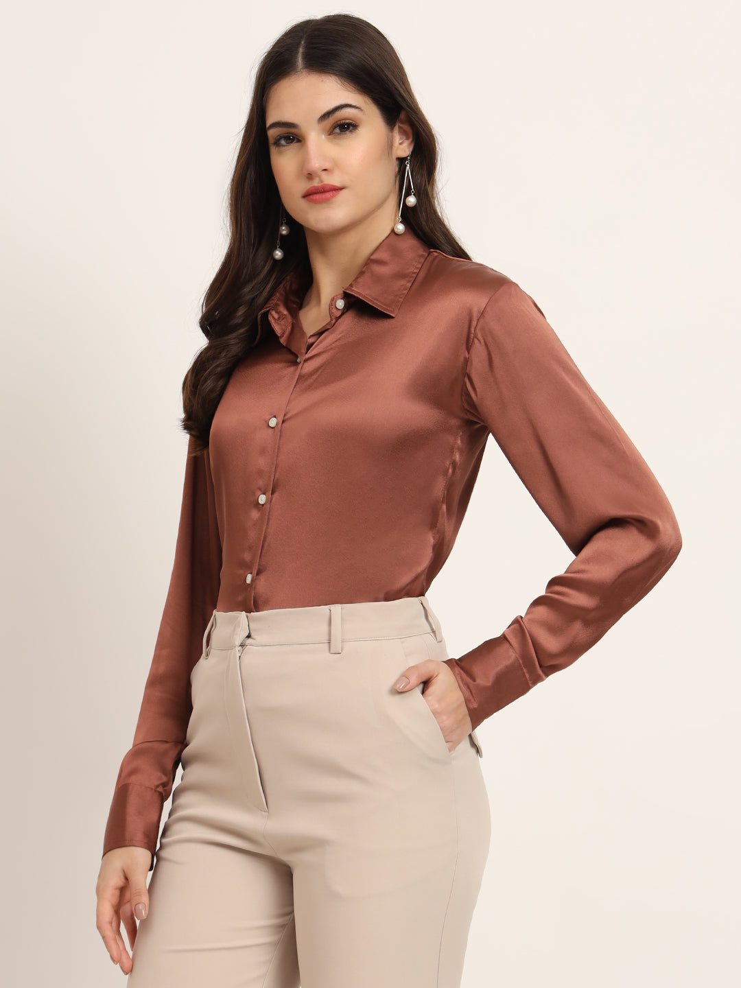 Cocoa Regular Fit Summer Satin Shirt