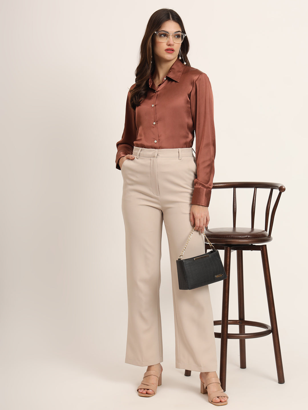 Cocoa Regular Fit Summer Satin Shirt