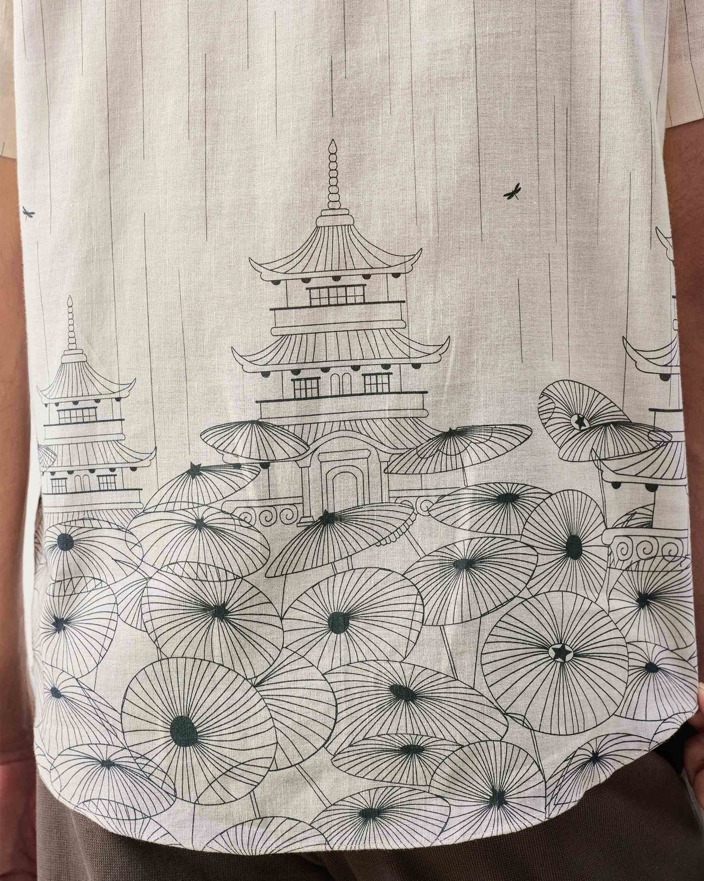 Mistari Shirt - Beige & Black Print
