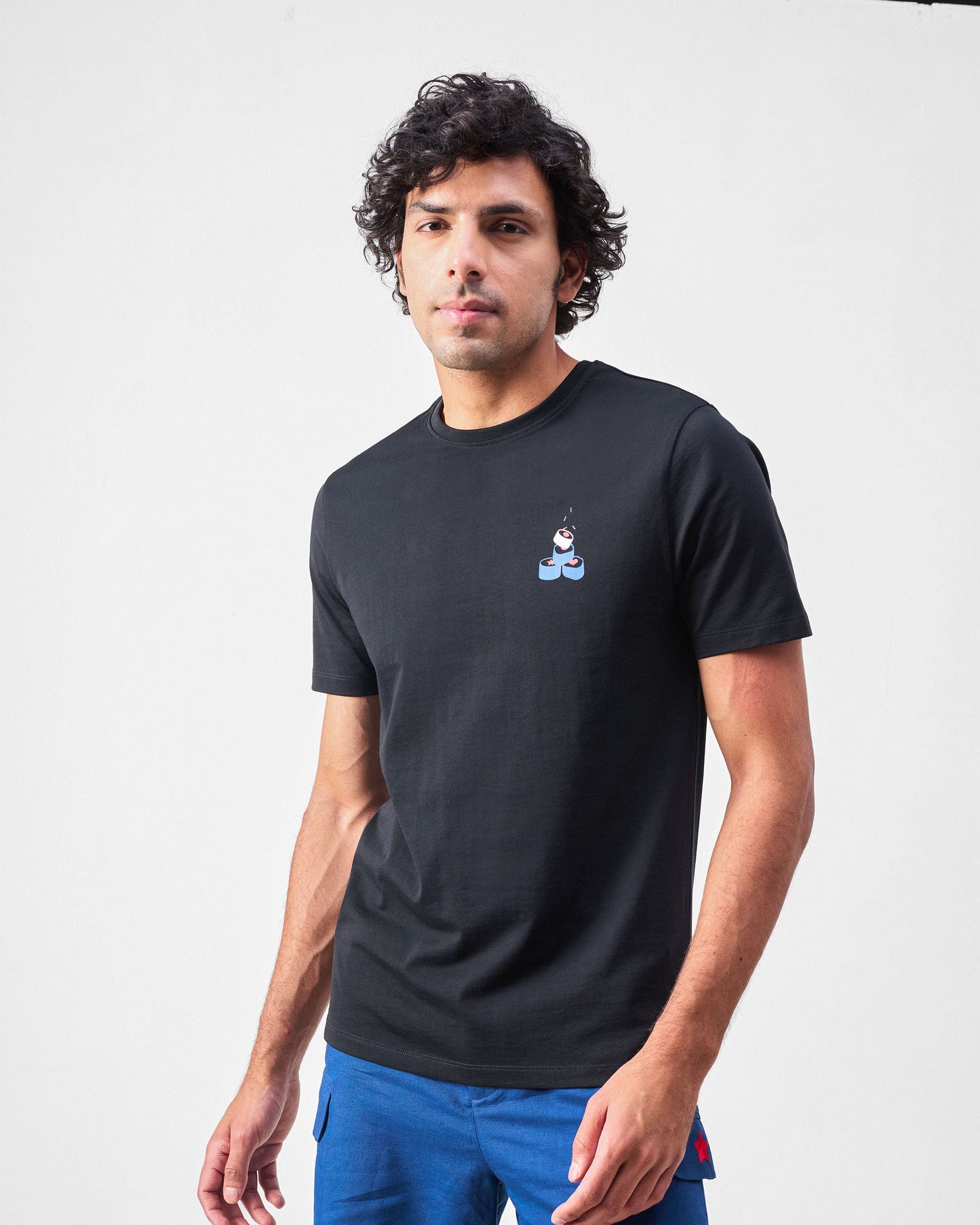 Sushi Mushi T-shirt - Black & Navy Print