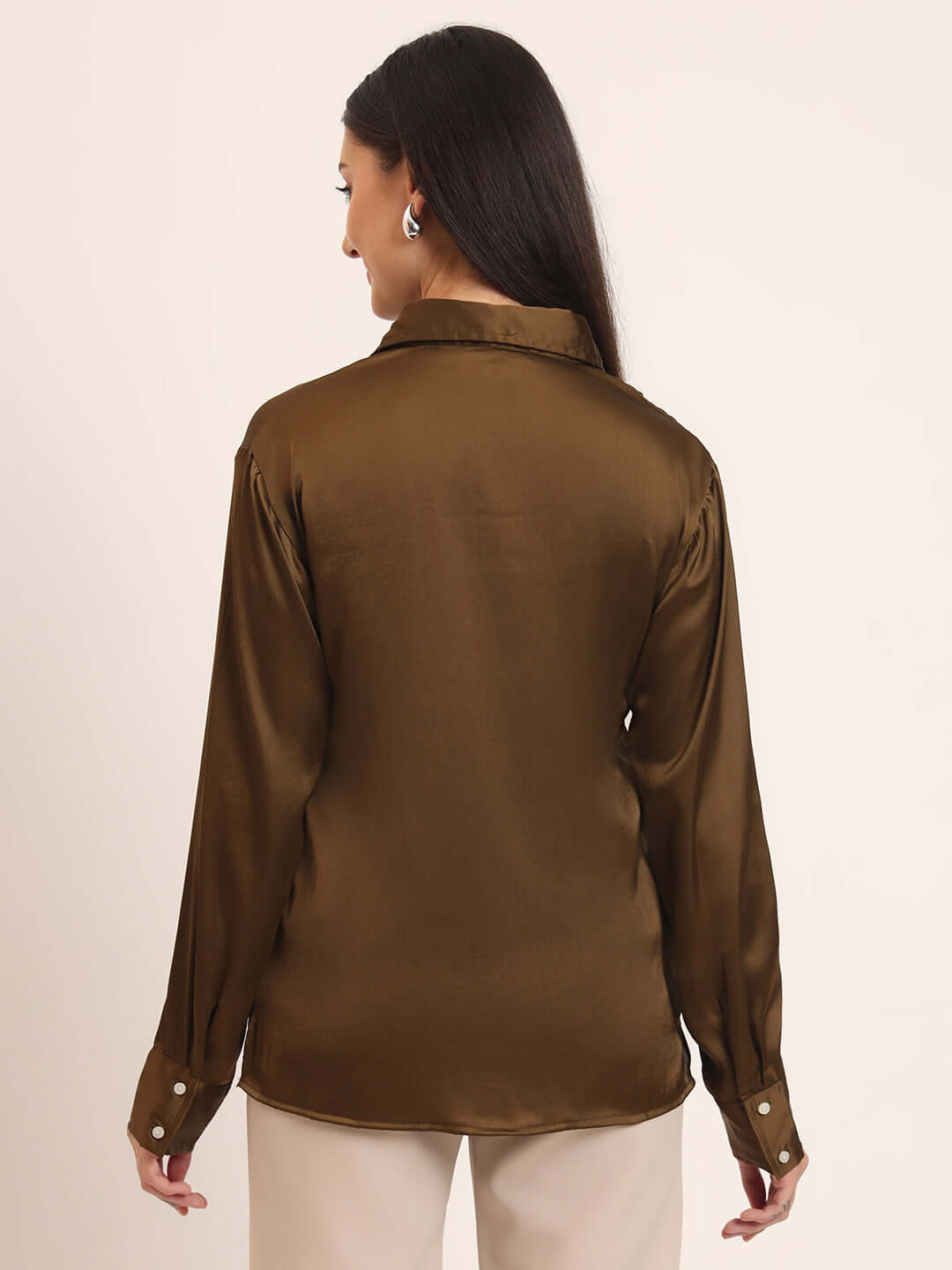 Bronze Regular Fit Summer Satin Shirt