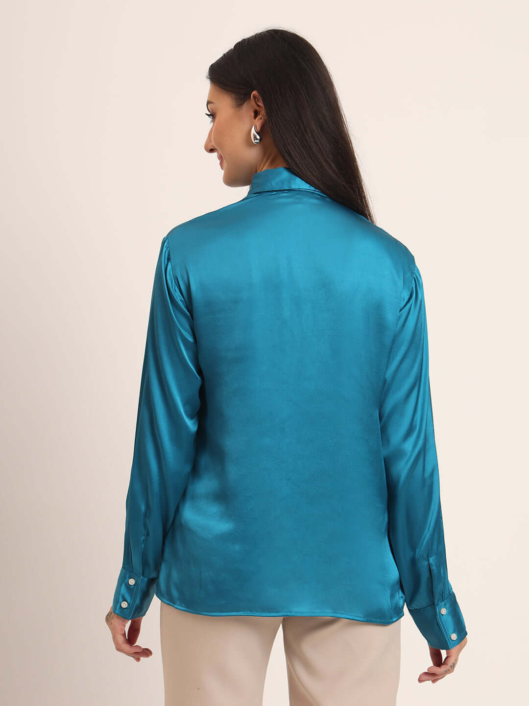 Azure Regular Fit Summer Satin Shirt