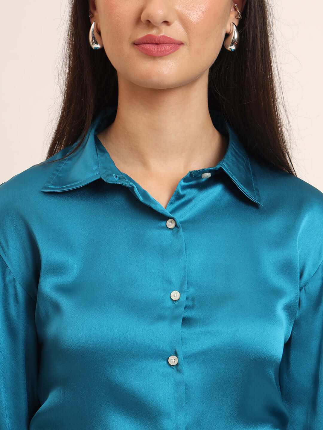 Azure Regular Fit Summer Satin Shirt