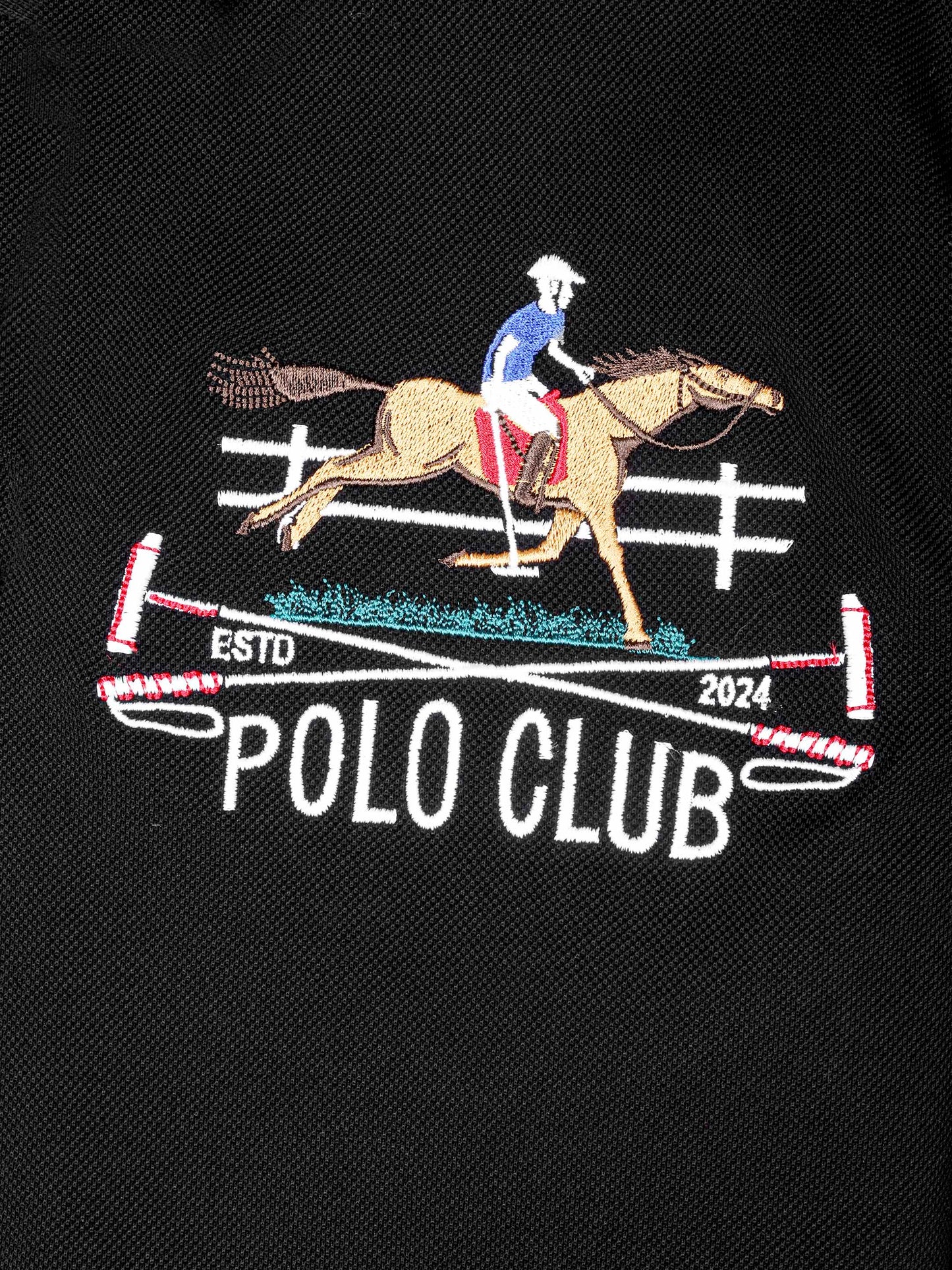 Mercerised Cotton Polo Shirt Pique Regular Fit Black Cantermark Emblem