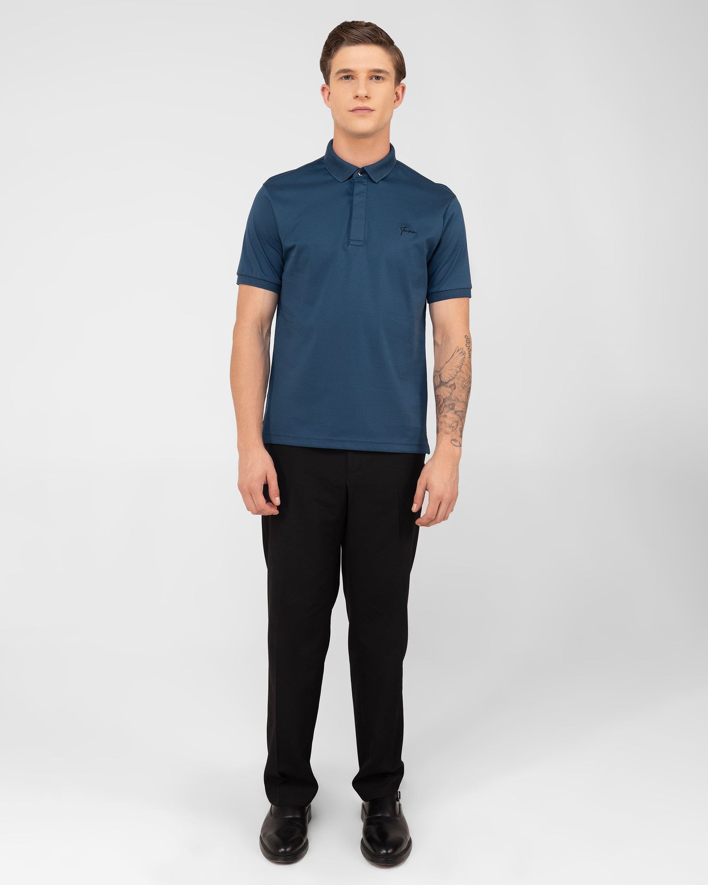 Mercerised Cotton Polo Shirt Interlock Regular Fit Teal