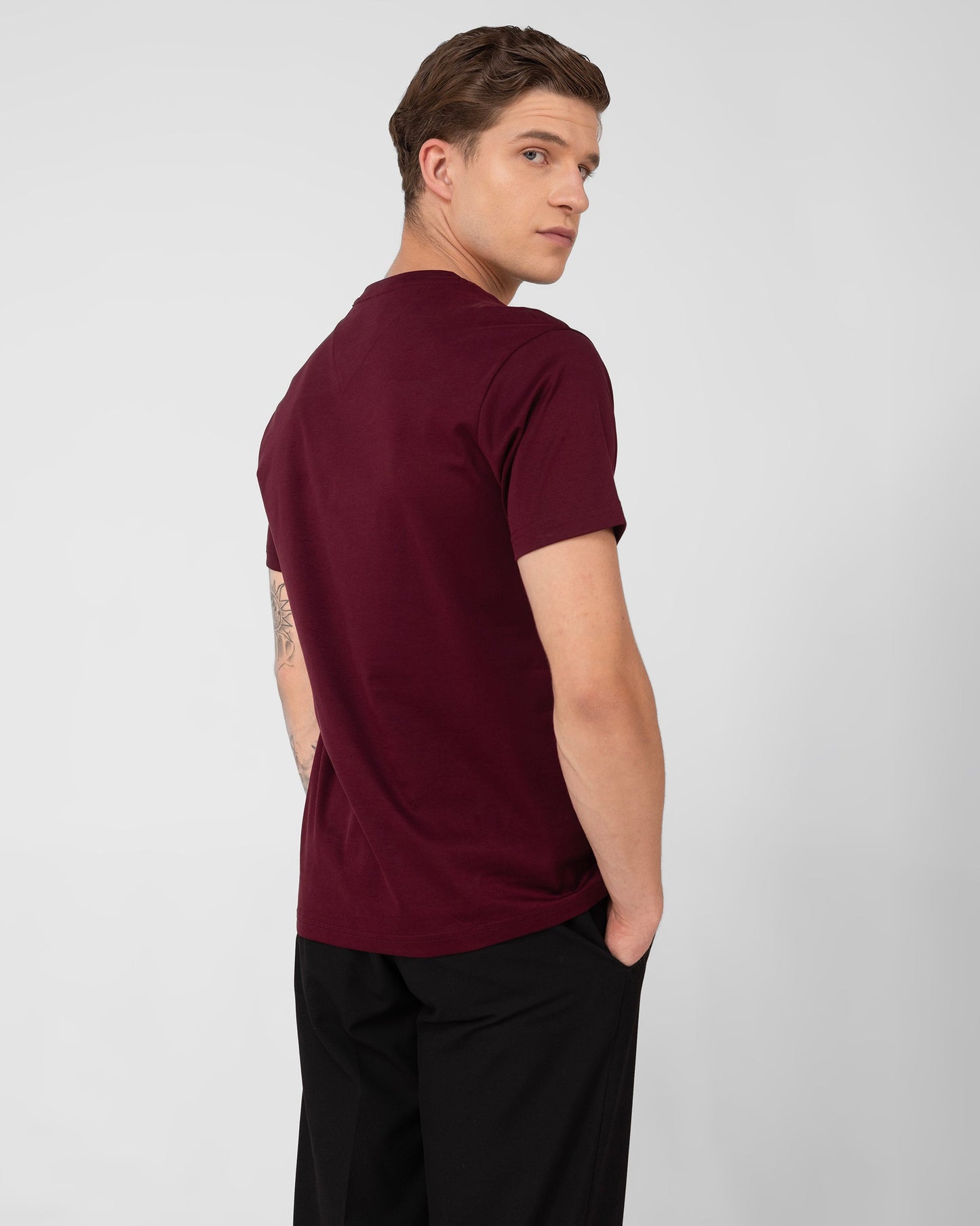 Mercerised Cotton T Shirt Interlock Regular Fit Wine