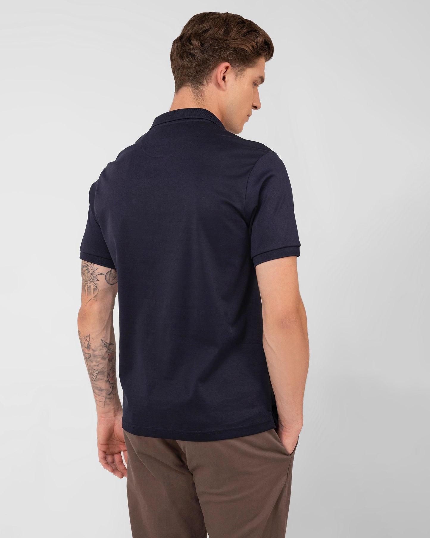 Mercerised Cotton Zipper Polo Regular Fit Navy