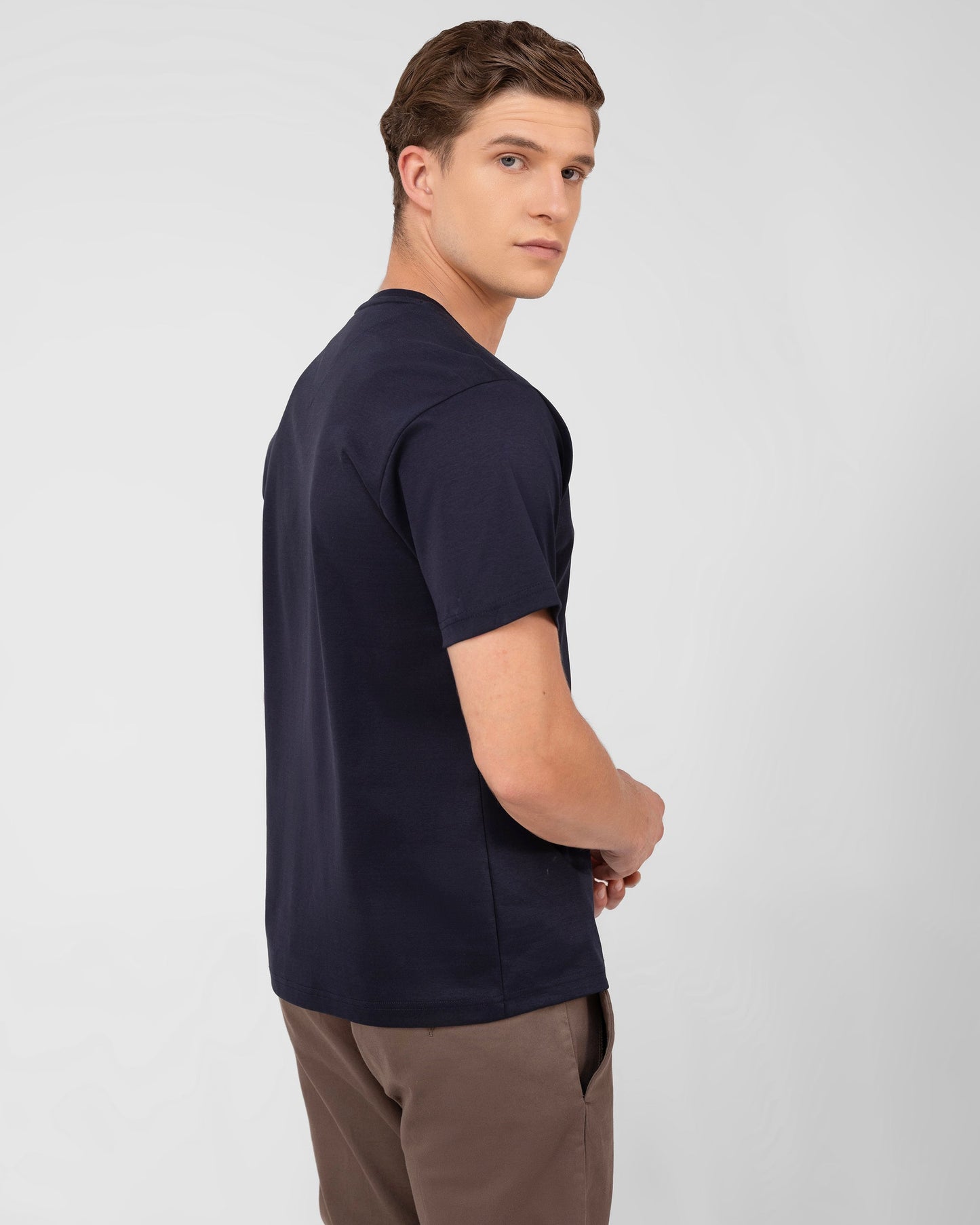 Mercerised Cotton T Shirt Interlock Regular Fit Navy