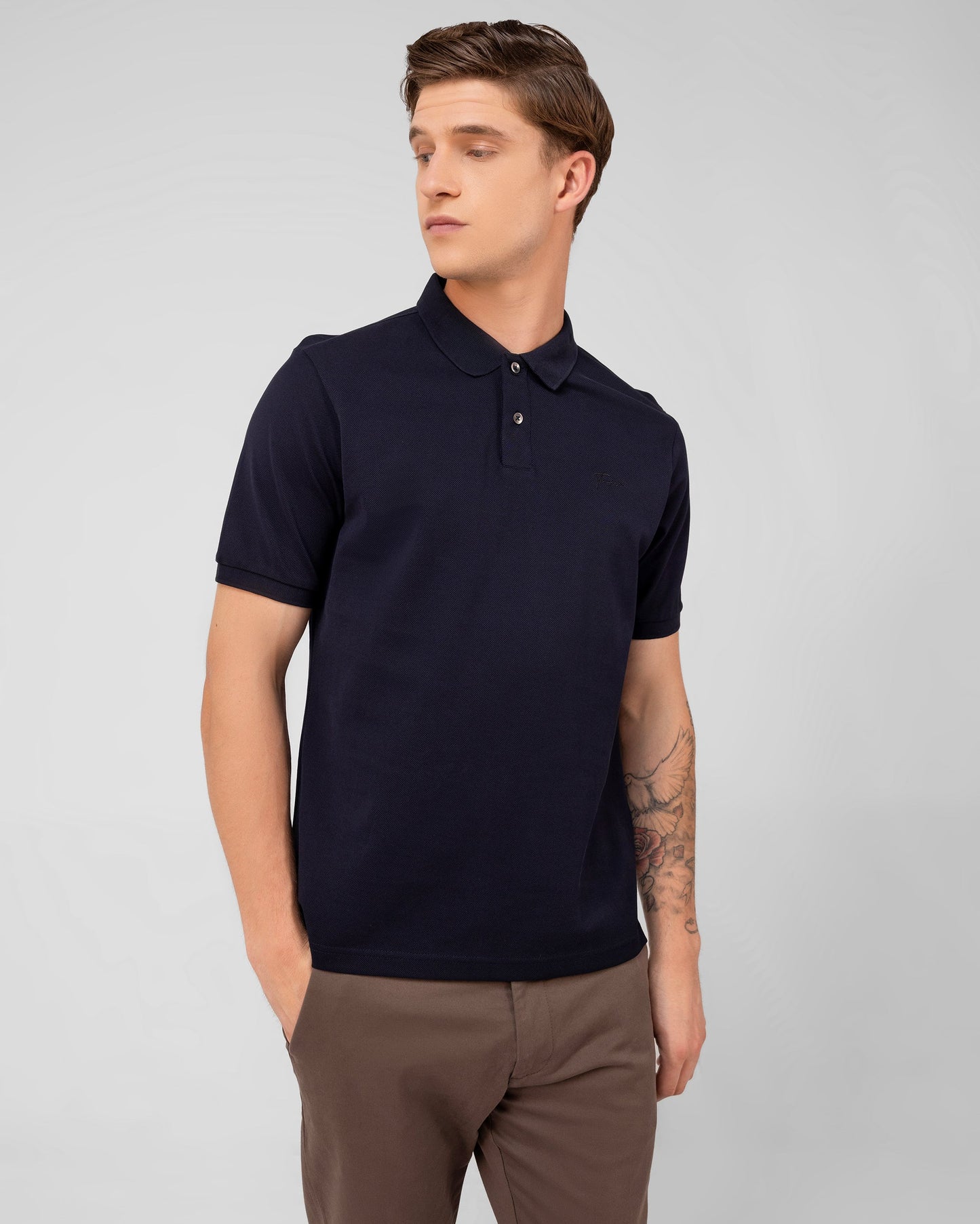 Mercerised Cotton Polo Shirt Pique Regular Fit Navy