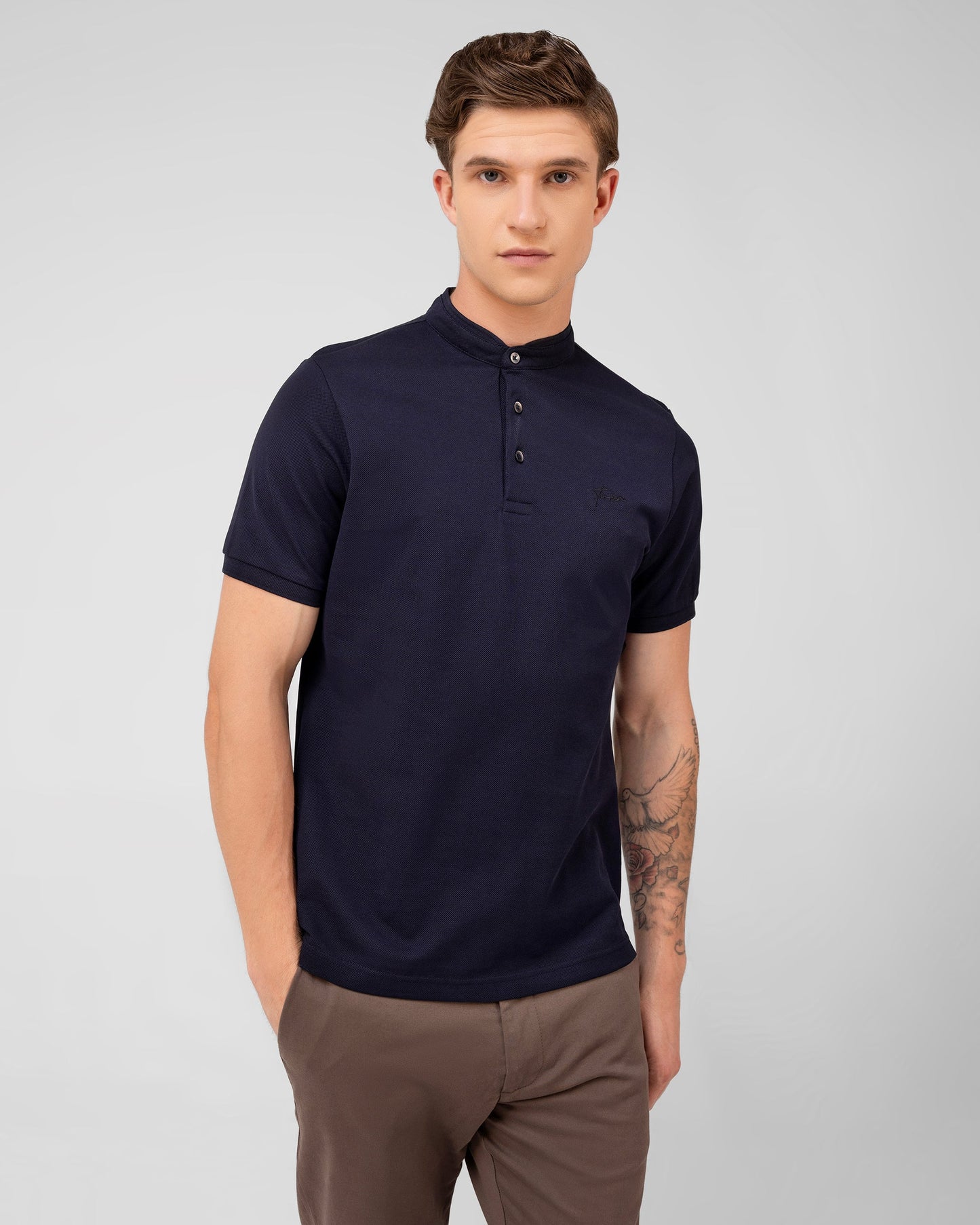 Mercerised Cotton Polo Shirt Pique Regular Fit Navy