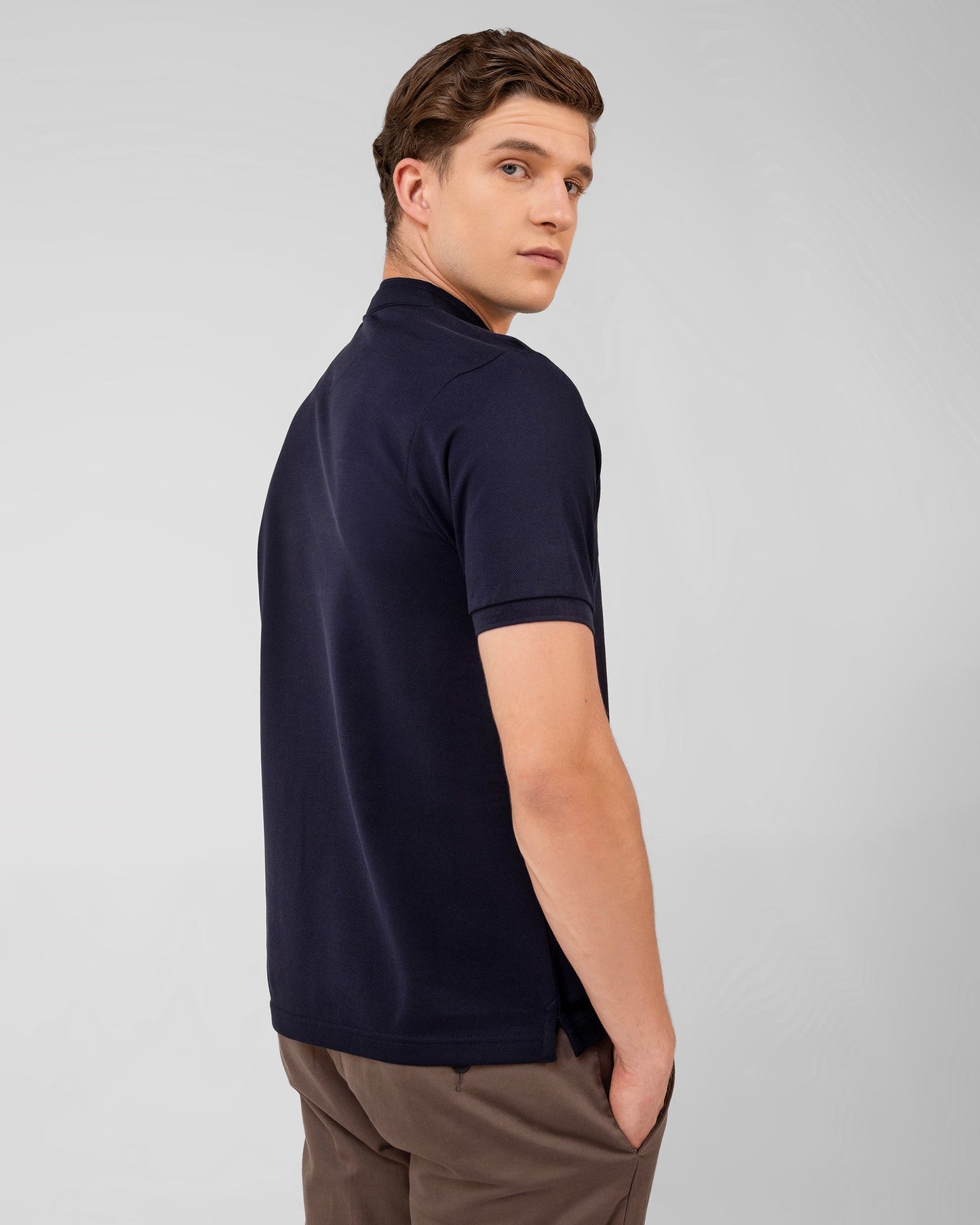 Mercerised Cotton Polo Shirt Pique Regular Fit Navy