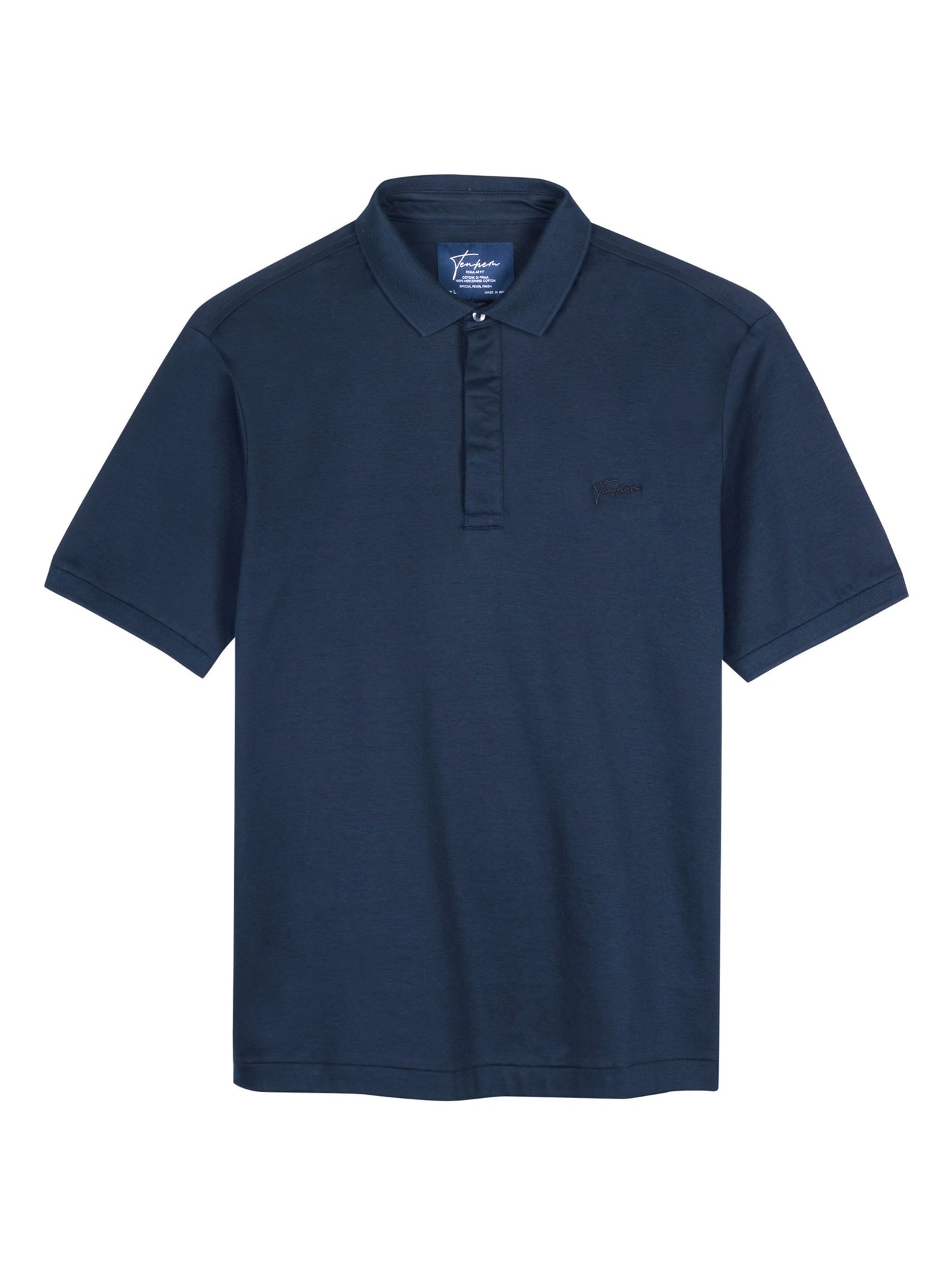 Mercerised Cotton Polo Shirt Interlock Regular Fit Navy