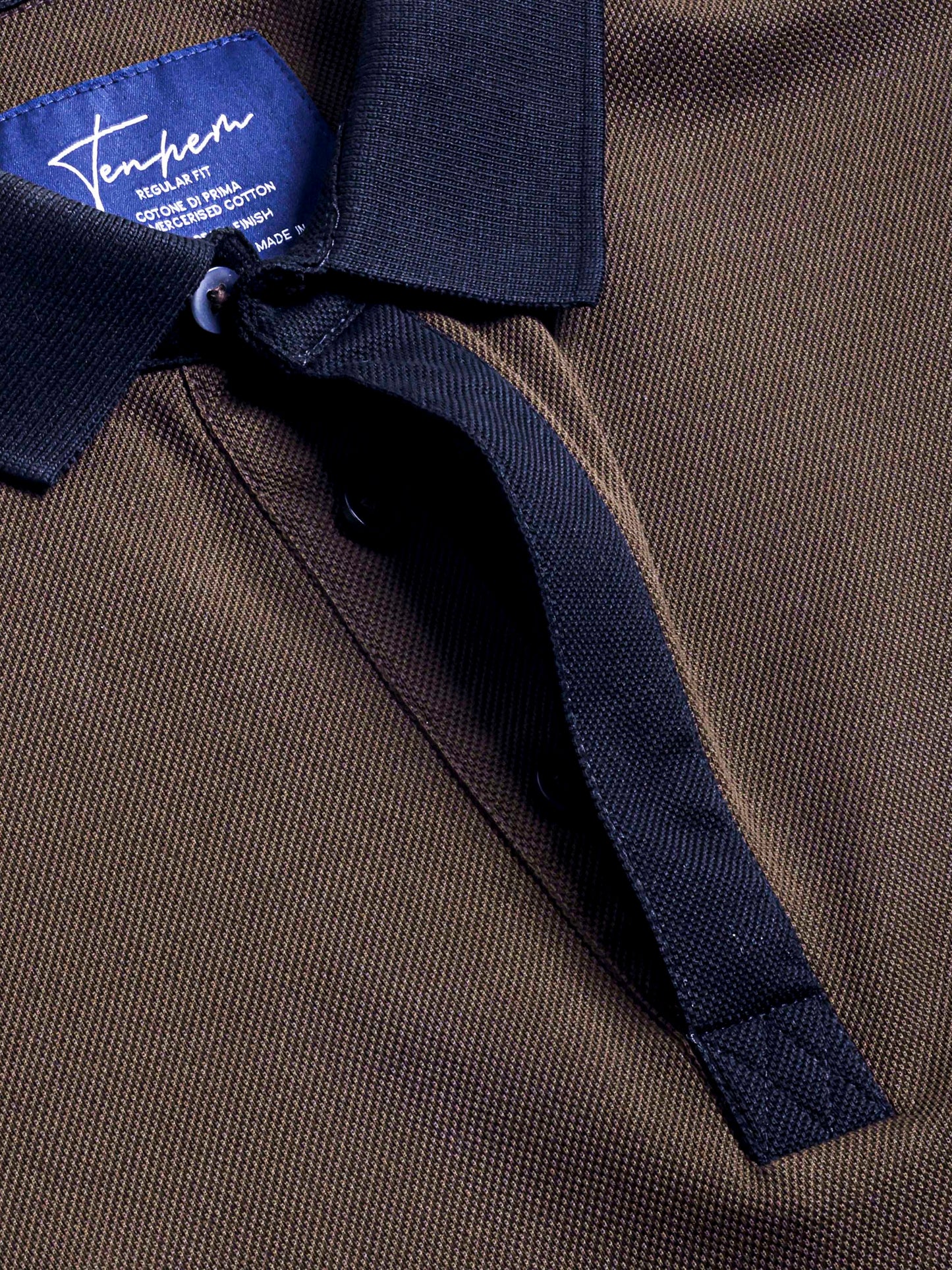 Tenhem Mercerised Cotton Polo Pique Regular Fit Brown