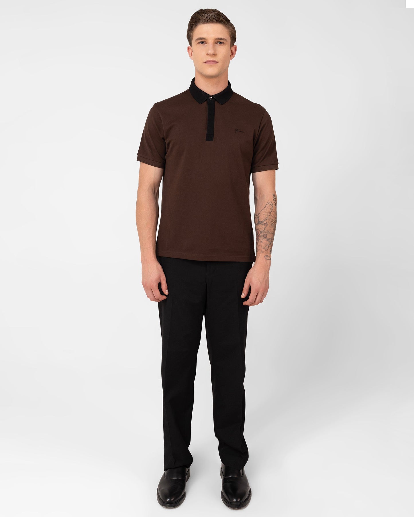 Tenhem Mercerised Cotton Polo Pique Regular Fit Brown