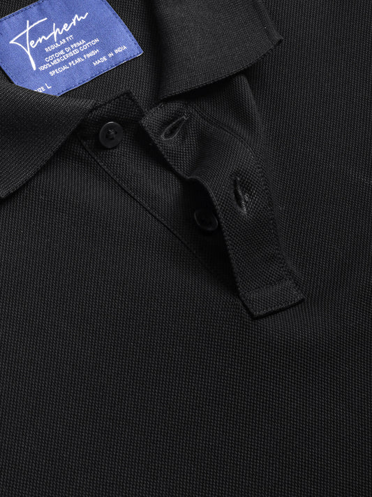 Classic Polo Shirt Mercerised Pique Regular Fit Black