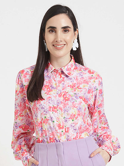Premium Micro Digital Print Puff Sleeve Shirt