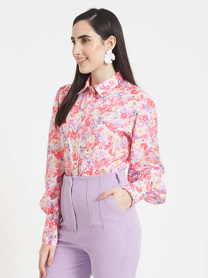 Premium Micro Digital Print Puff Sleeve Shirt