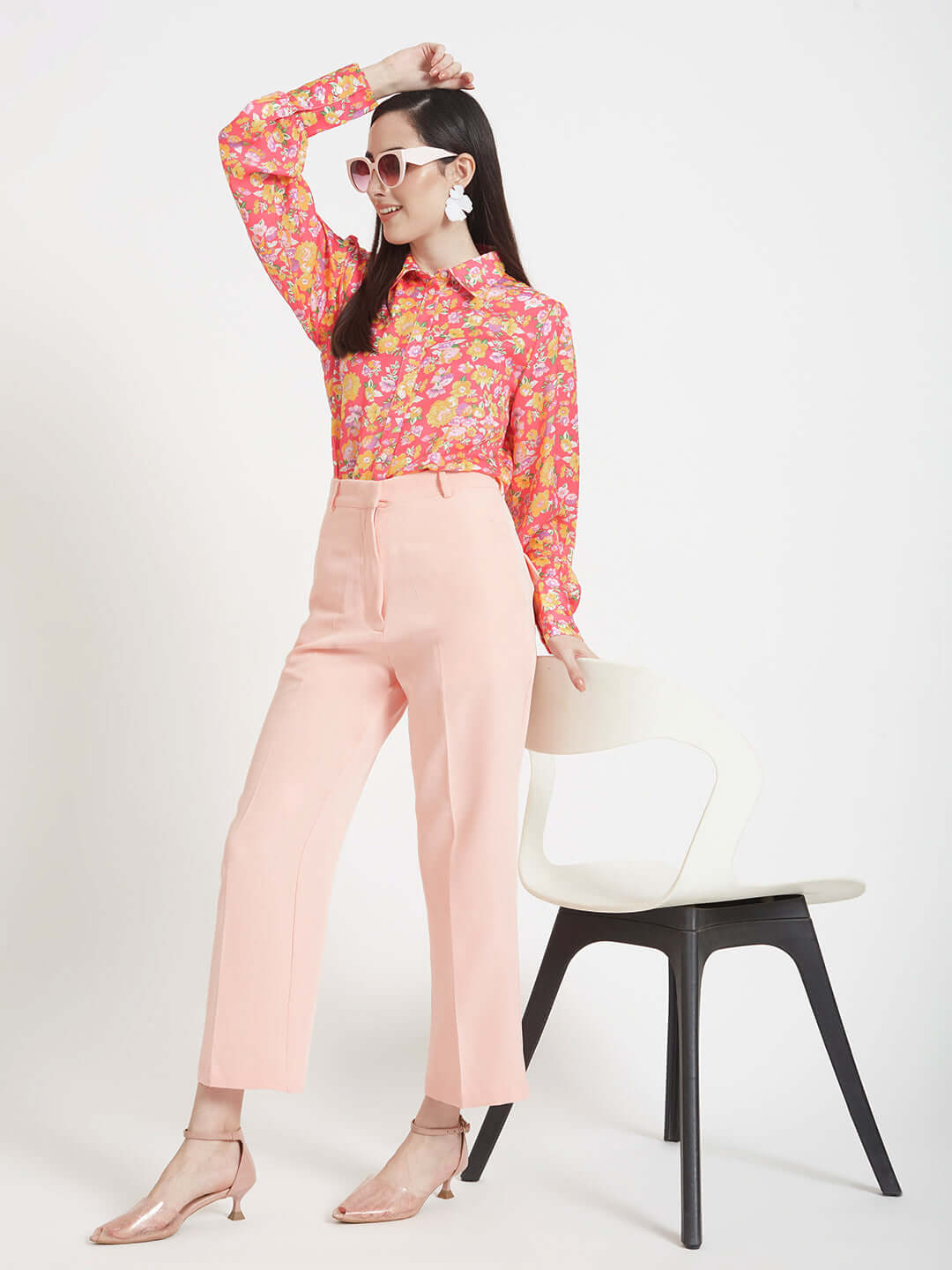 Luxury  Satin Digital Print Puff Sleeve Shirt