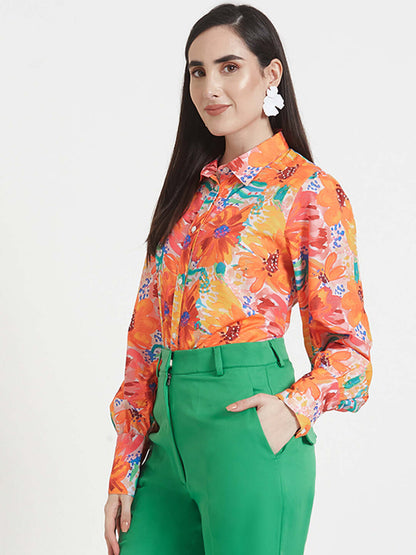 Premium American Crepe Digital Print Puff Sleeve Shirt