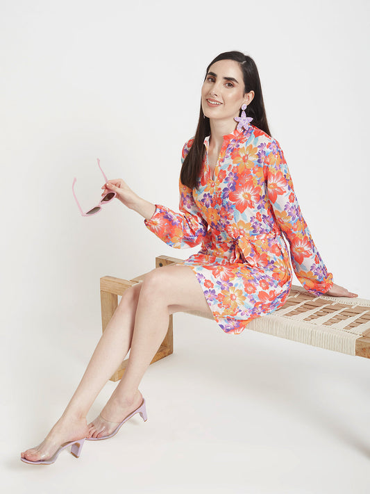 Luxury Muslin Digital Print  Midi Dress With Slash Pocket