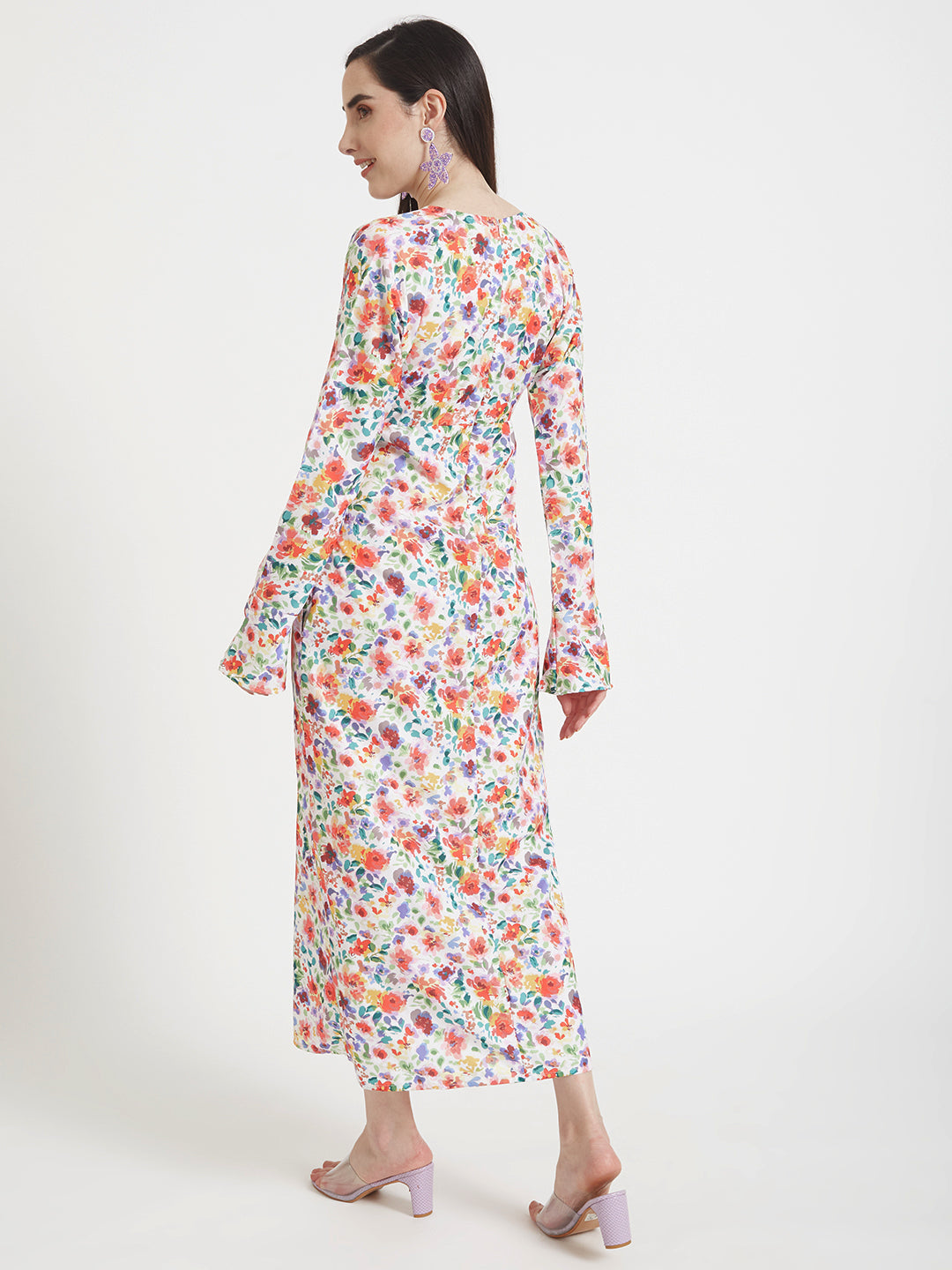 Premium Micro Digital Print  Maxi Dress With Slash Pocket