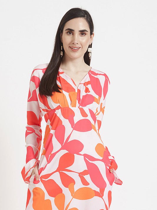 Luxury  Satin Digital Print  Maxi Dress With Slash Pocket